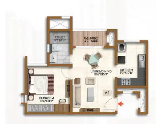 Sobha Sentosa 1 BHK Floor Plan