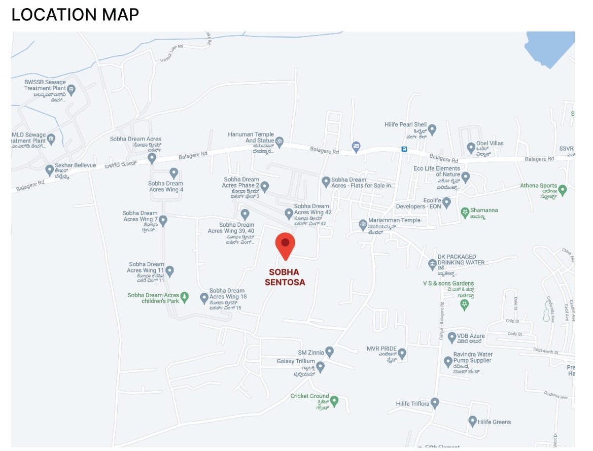 Sobha Sentosa Location Map